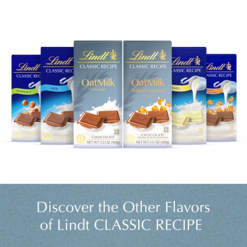 Lindt CLASSIC RECIPE OatMilk Salted Caramel Chocolate Candy Bar Perspective: right