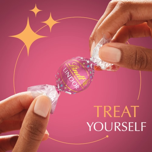 Lindt LINDOR Birthday Cake White Chocolate Candy Truffles Bag Perspective: right