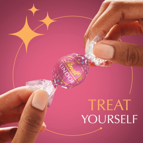 Lindt LINDOR Birthday Cake White Chocolate Candy Truffles Bag Perspective: right