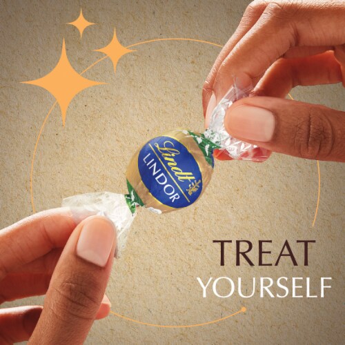 Lindt LINDOR Non-Dairy Oatmilk Dark Chocolate Candy Truffles Bag Perspective: right