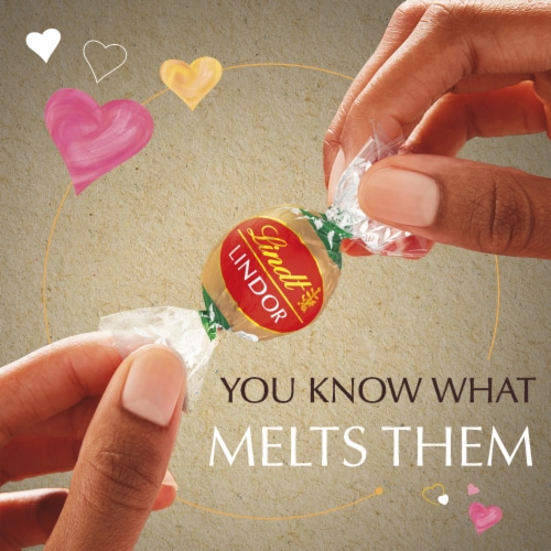 Lindt LINDOR Valentine's Day Non-Dairy Oatmilk Chocolate Candy Truffles Bag Perspective: right