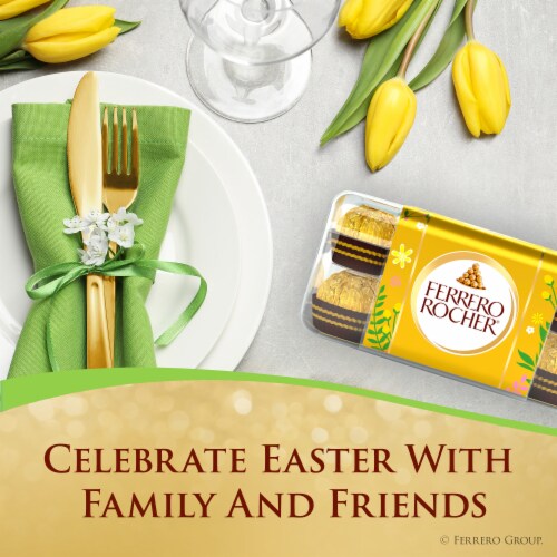 Ferrero Rocher Fine Hazelnut Chocolates, 16 Count - 7 oz Gift Box – Elegant Easter Chocolate Gift Perspective: right