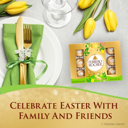 Ferrero Rocher, Milk Chocolate and Hazelnut, Easter Basket Candy, 12 Count Perspective: right
