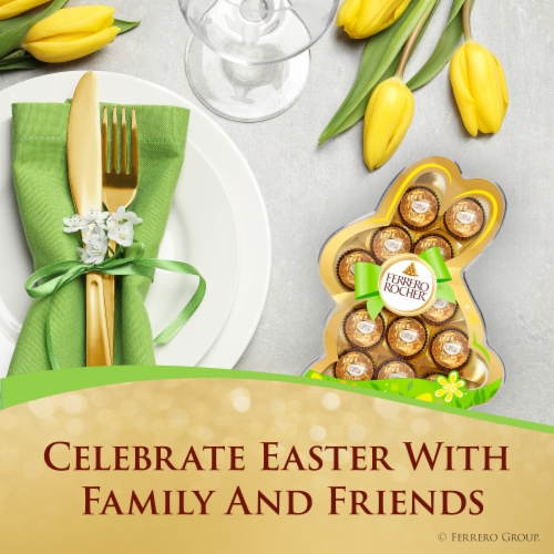 Ferrero Rocher Premium Gourmet Chocolate Individually Wrapped Easter Candy in Bunny-Shaped Box Perspective: right