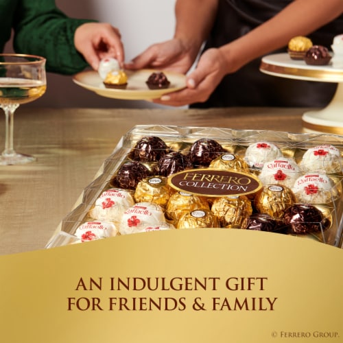 Ferrero Rocher Fine Hazelnut Milk Chocolate & Coconut Assorted Confections, 24 Count Gift Box Perspective: right