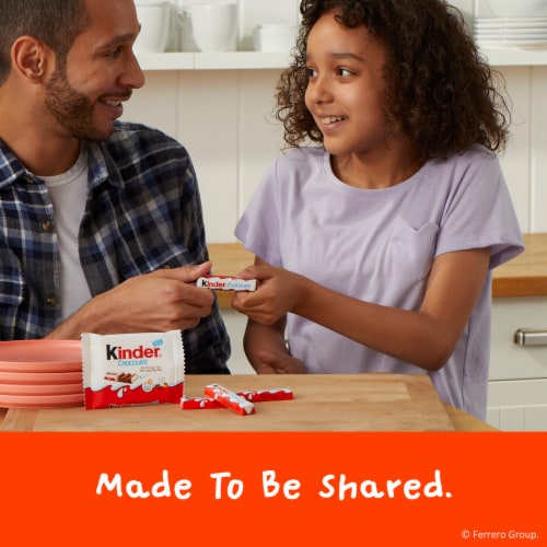 Kinder Chocolate Milk Chocolate Bar With Creamy Milky Filling Individually Wrapped Candy Perspective: right