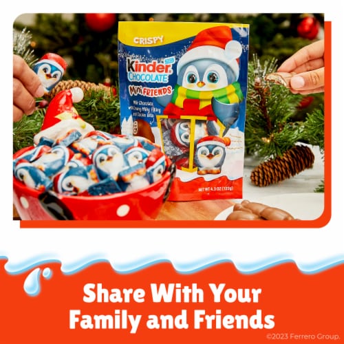 Kinder Chocolate Mini Friends Milk Chocolate with Creamy Milky Filling and Cookie Bits Holiday Candy Perspective: right