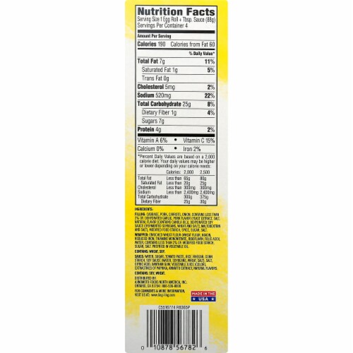 Ling Ling Pork & Vegetable Egg Rolls 4 Count Perspective: right