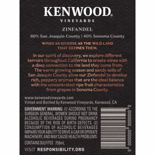 Kenwood Discoveries Zinfandel Perspective: right