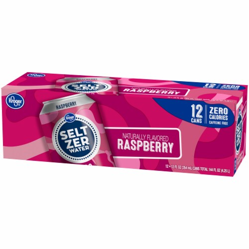 Kroger® Raspberry Flavored Seltzer Water Cans Perspective: right