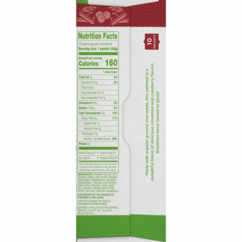 Simple Truth Organic® Cinnamon & Cranberry Instant Chia Oatmeal Packets Perspective: right
