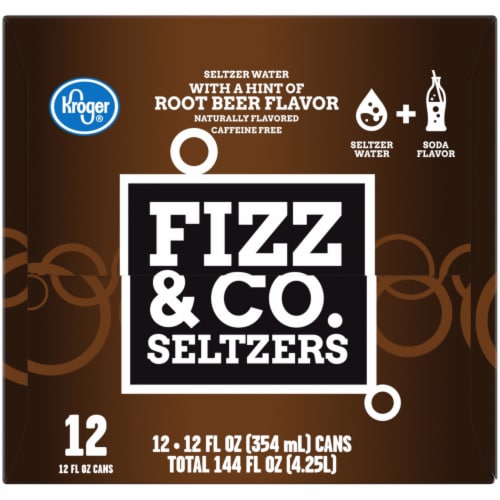 Kroger® Fizz & Co. Root Beer Flavored Seltzer Water Cans Perspective: right