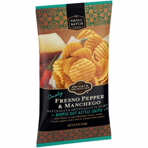 Private Selection® Smoky Fresno Pepper & Manchego Flavored Ripple-Cut Kettle Chips Perspective: right