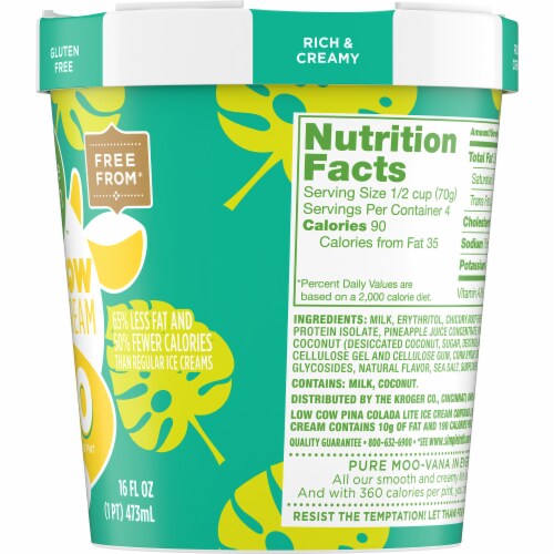 Simple Truth™ Low Cow Pina Colada Lite Ice Cream Carton Perspective: right