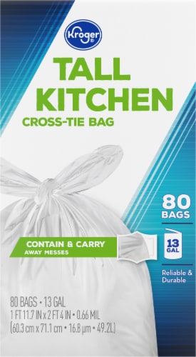 Kroger® Tall Kitchen Cross-Tie 13 Gallon Trash Bags Perspective: right