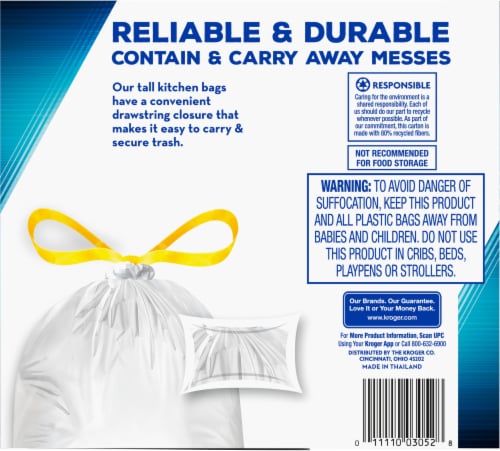 Kroger® Tall 13 Gallon Kitchen Drawstring Trash Bags BIG Deal! Perspective: right
