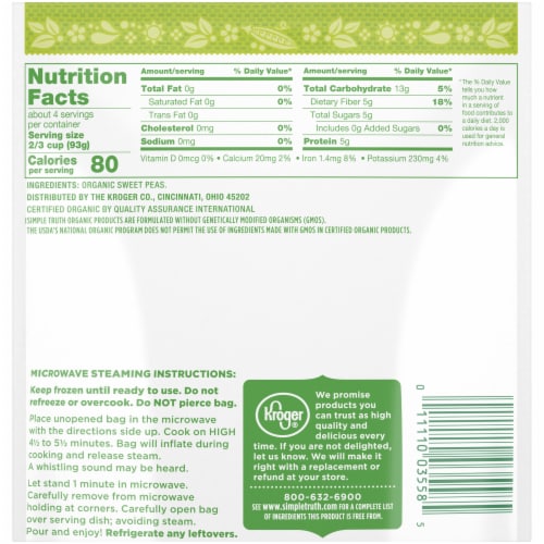 Simple Truth Organic® Frozen Sweet Peas Perspective: right