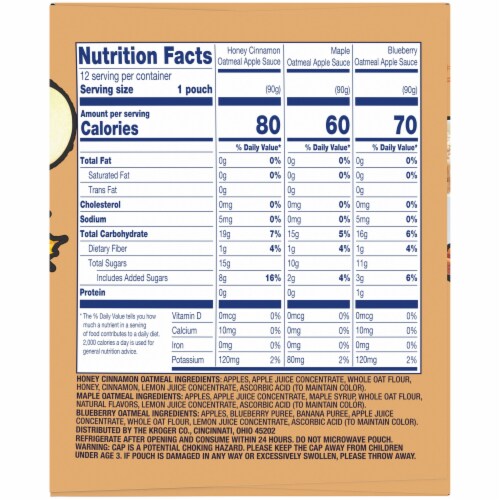 Kroger® Oatmeal Applesauce Pouch Variety Pack Perspective: right