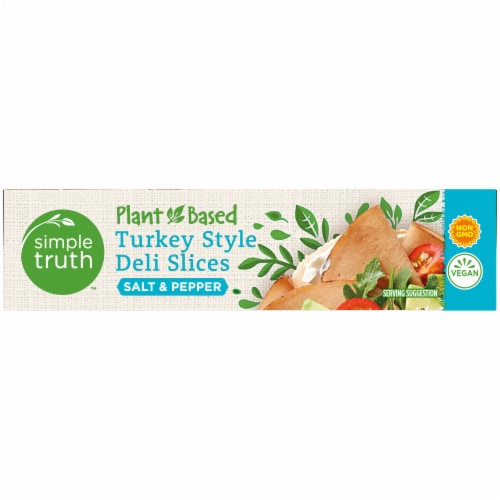 Simple Truth™ Plant-Based Salt & Pepper Turkey Style Deli Slices Box Perspective: right