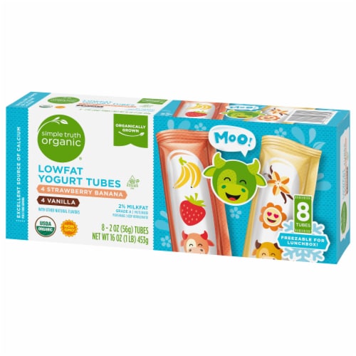 Simple Truth Organic® Strawberry Banana & Vanilla Kids Low Fat Yogurt Tubes Perspective: right