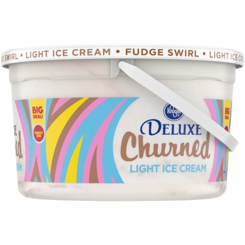 Kroger® Deluxe Churned Fudge Swirl Light Ice Cream Tub Perspective: right