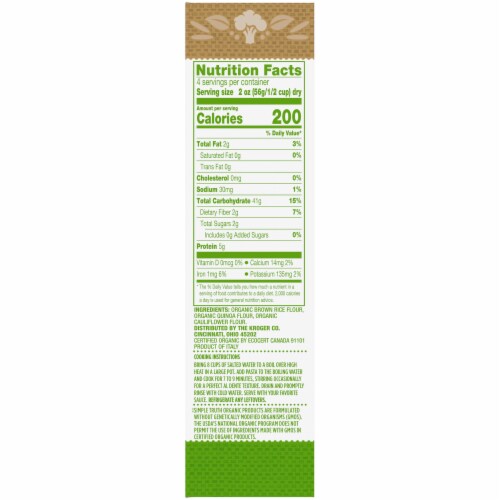 Simple Truth Organic® Gluten Free Cauliflower and Quinoa Fusilli Pasta Perspective: right