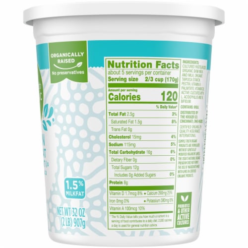 Simple Truth Organic™ Lowfat Plain Yogurt Perspective: right