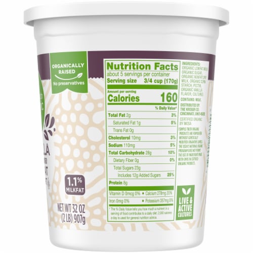 Simple Truth Organic® Vanilla Low Fat Yogurt Tub Perspective: right