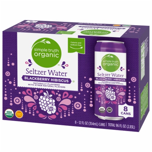 Simple Truth Organic® Blackberry Hibiscus Flavored Seltzer Water Cans Perspective: right