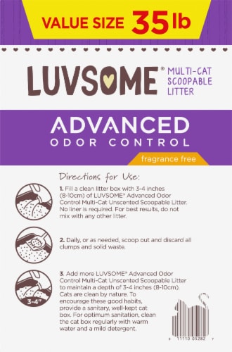 Luvsome® Advanced Odor Control Fragrance Free Multi-Cat Scoopable Cat Litter Perspective: right