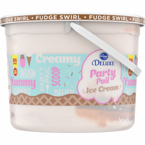Kroger® Deluxe Party Pail Fudge Swirl Flavored Ice Cream Family Size Perspective: right