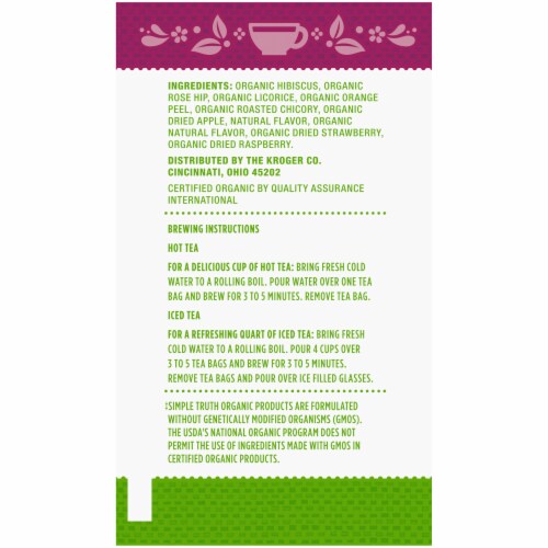 Simple Truth Organic® Hibiscus Strawberry & Raspberry Flavored Herbal Tea Perspective: right