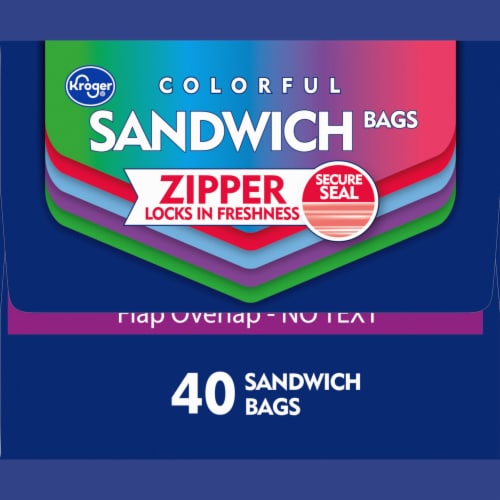 Kroger® Reclosable Colorful Assorted Sandwich Bags 40 Count Perspective: right