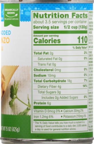 Simple Truth Organic® No Salt Added Garbanzo Beans Perspective: right