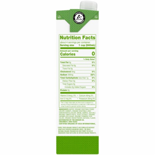 Simple Truth Organic® Fat Free Vegetable Broth Perspective: right