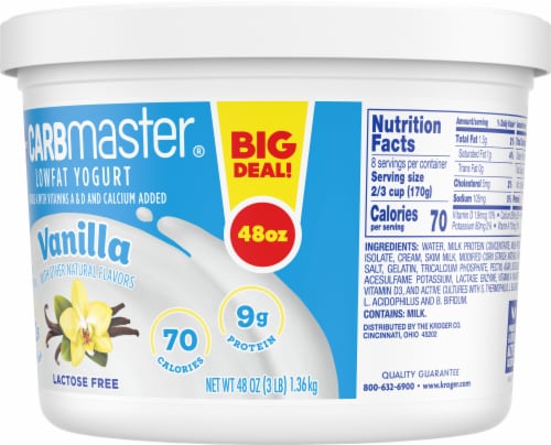 Kroger® CARBmaster® Vanilla Lactose Free Lowfat Yogurt Tub BIG DEAL! Perspective: right