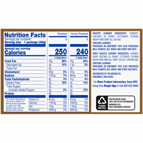 Kroger® Roasted Almonds Salted with Sea Salt Variety Pack Perspective: right