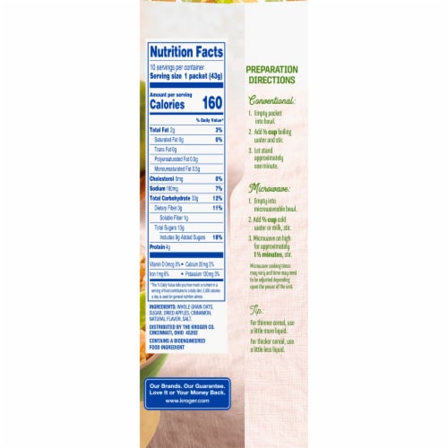 Kroger® Apple & Cinnamon Instant Oatmeal Perspective: right