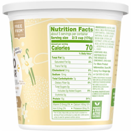 Simple Truth™ Zero Sugar Vanilla Lower Sugar Yogurt Tub Perspective: right