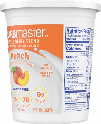 Kroger® CARBmaster® Peach Lactose Free Yogurt Tub Perspective: right