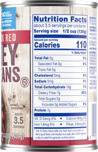 Kroger® No Salt Added Dark Red Kidney Beans Perspective: right