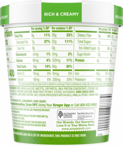 Simple Truth® No Sugar Added Mint Chip Frozen Dairy Dessert Pint Perspective: right