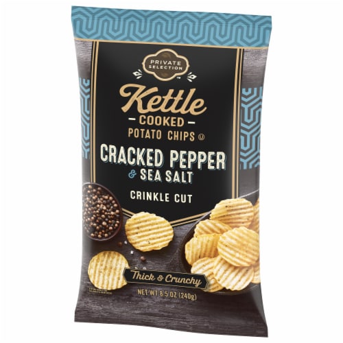 Private Selection® Sea Salt & Pepper Crinkle Cut Kettle Chips Perspective: right