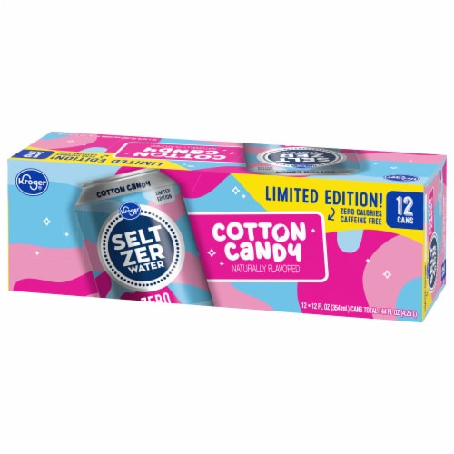 Kroger® Cotton Candy Flavored Seltzer Water Cans Perspective: right