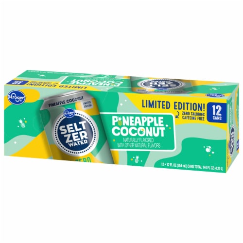 Kroger® Pineapple Coconut Flavored Seltzer Water Cans Perspective: right