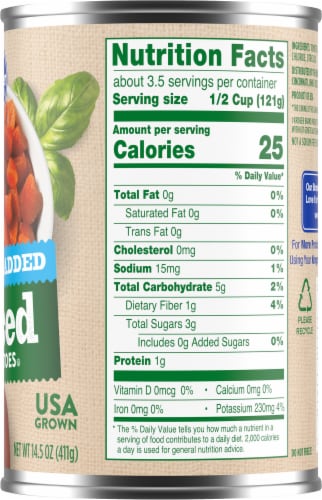 Kroger® No Salt Added Diced Tomatoes Perspective: right