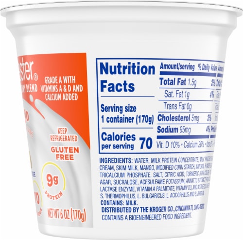 Kroger Carbmaster Mango Low Fat Yogurt Cup Perspective: right