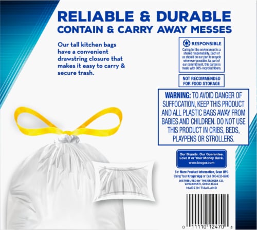 Kroger® Tall Kitchen 13 Gallon Drawstring Bags Perspective: right