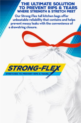 Kroger® Strong-Flex Unscented Tall Kitchen 13 Gallon Drawstring Bags Perspective: right