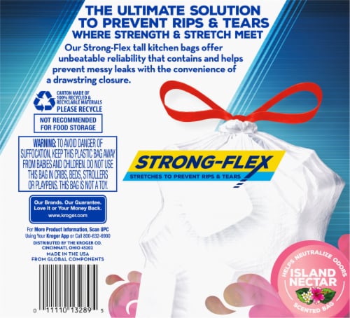 Kroger® Island Nectar Scent Strong-Flex Tall Kitchen 13 Gallon Drawstring Bags Perspective: right